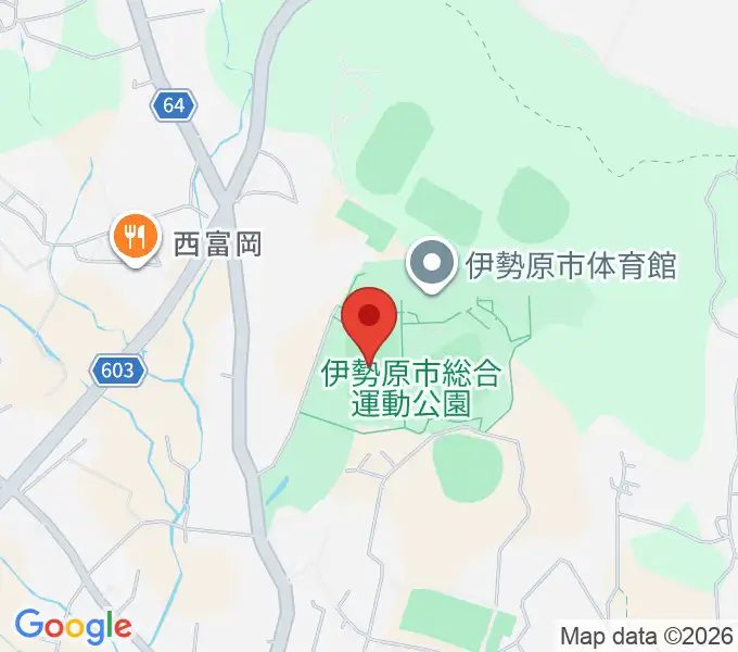 伊勢原市総合運動公園自由広場の地図