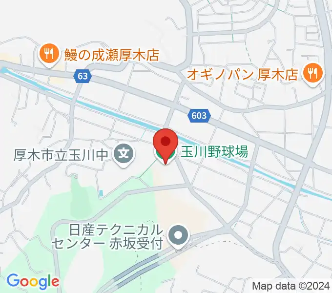 厚木市営玉川野球場の地図