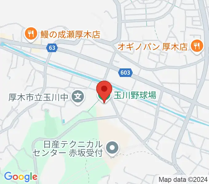 厚木市営玉川野球場の地図