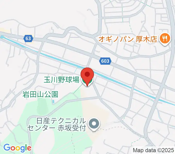 厚木市営玉川野球場の地図