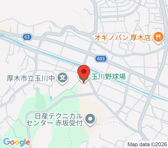 厚木市営玉川野球場の地図