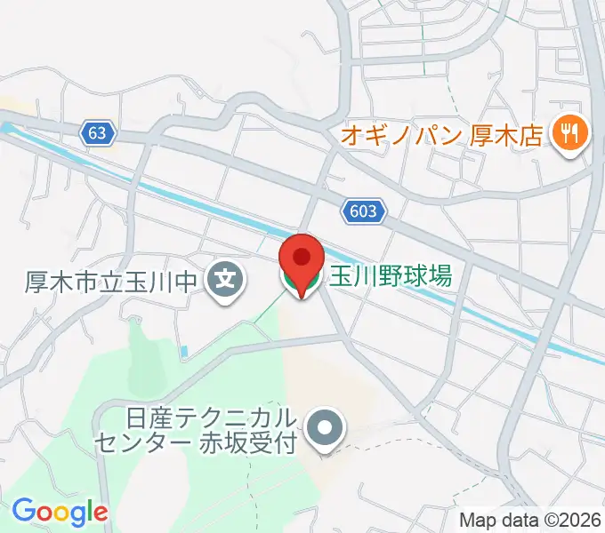 厚木市営玉川野球場の地図