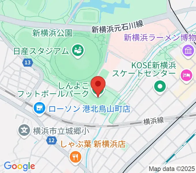 しんよこフットボールパークの地図