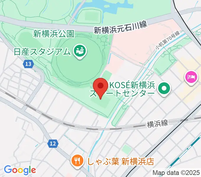しんよこフットボールパークの地図