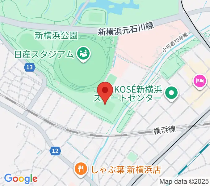 しんよこフットボールパークの地図