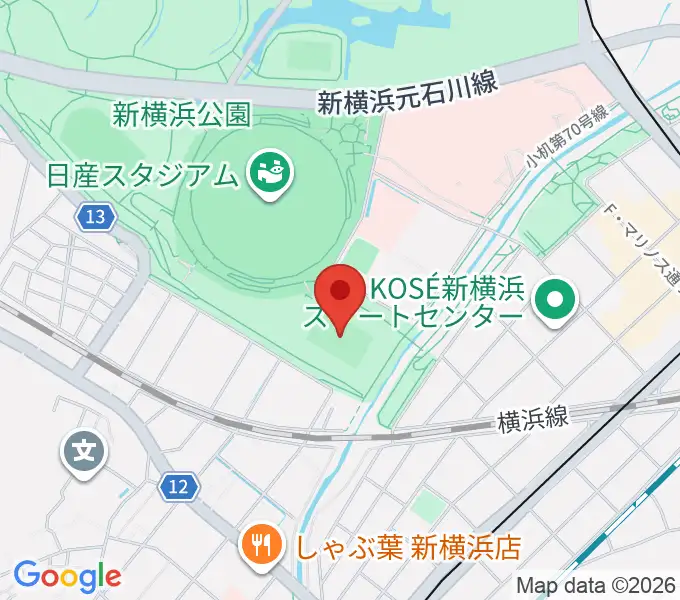 しんよこフットボールパークの地図