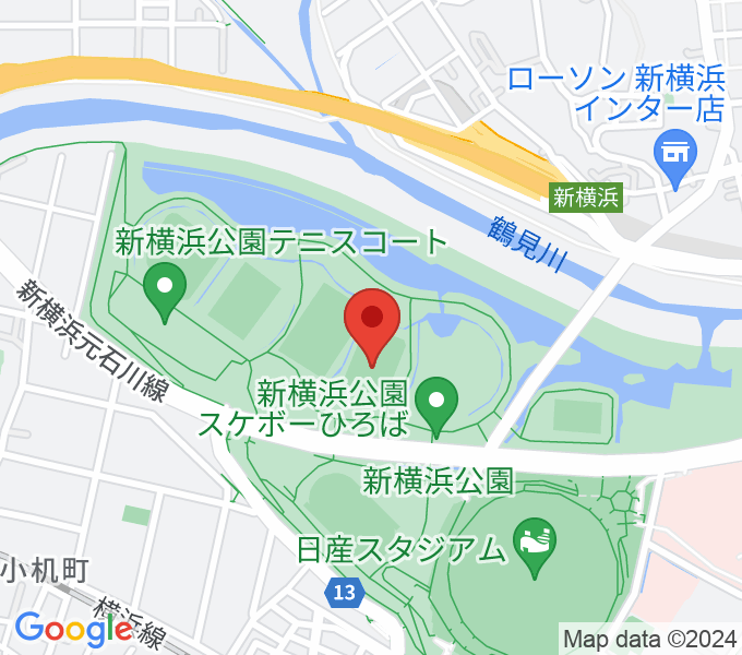 新横浜公園球技場の場所