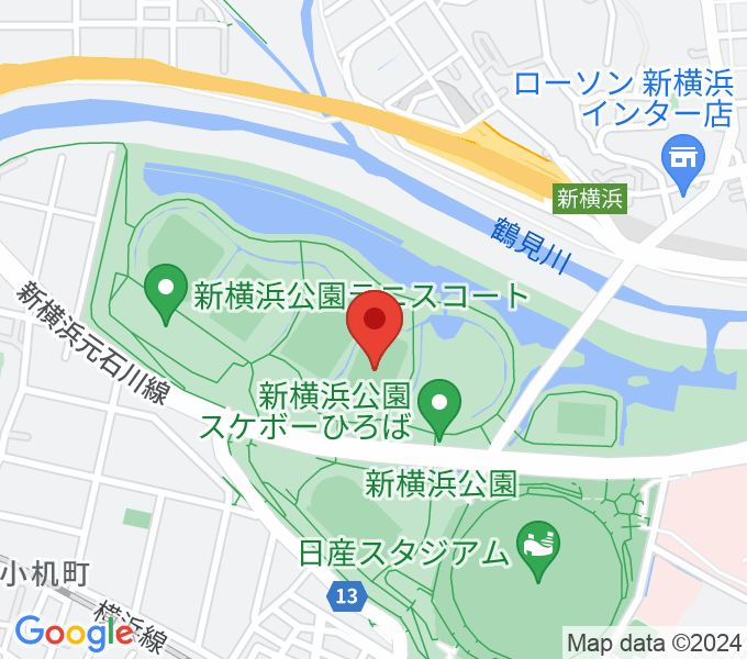 新横浜公園球技場の場所