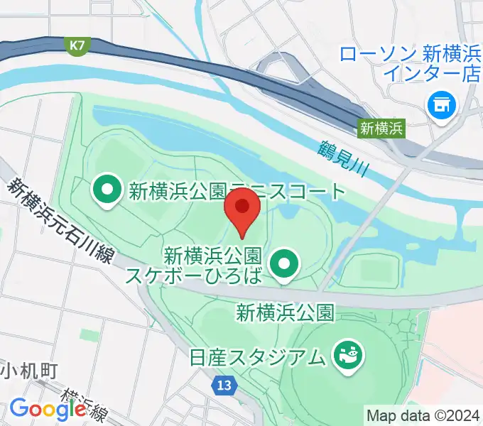 新横浜公園球技場の地図