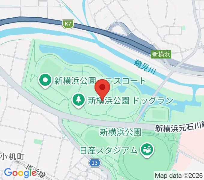 新横浜公園球技場の地図