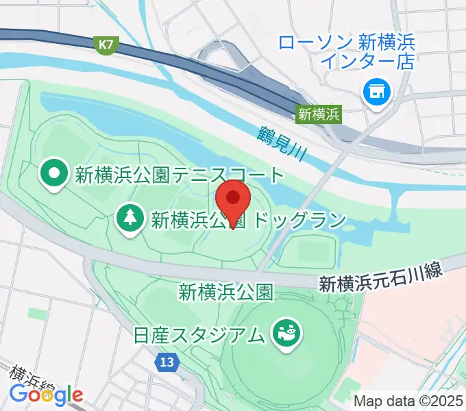 新横浜公園草地広場の地図