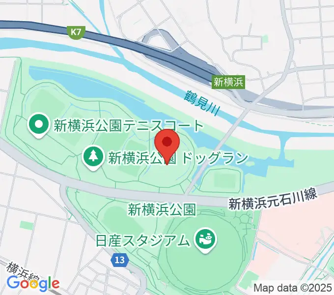 新横浜公園草地広場の地図