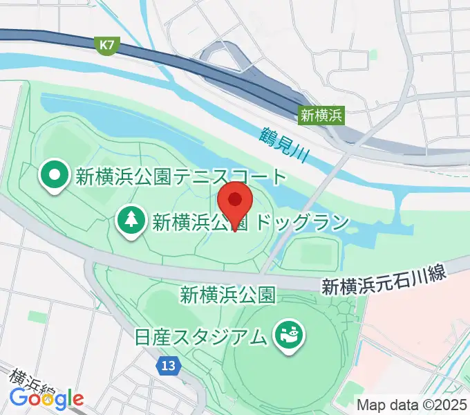 新横浜公園草地広場の地図