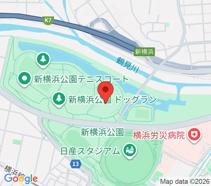 新横浜公園草地広場の地図