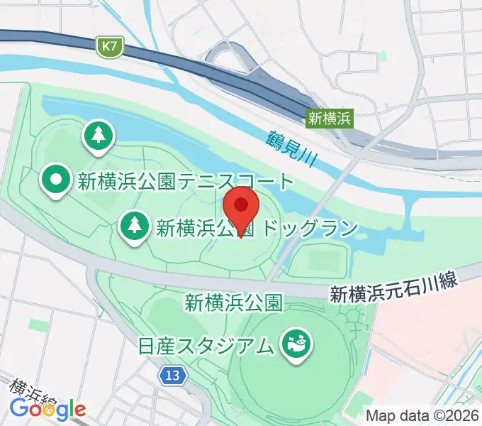 新横浜公園草地広場の地図