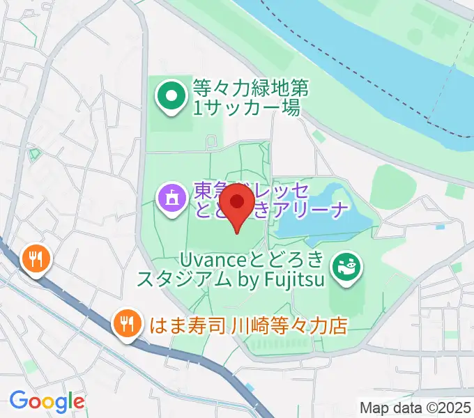 等々力緑地中央グラウンドの地図