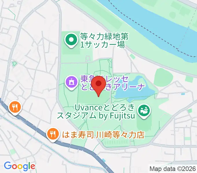 等々力緑地中央グラウンドの地図