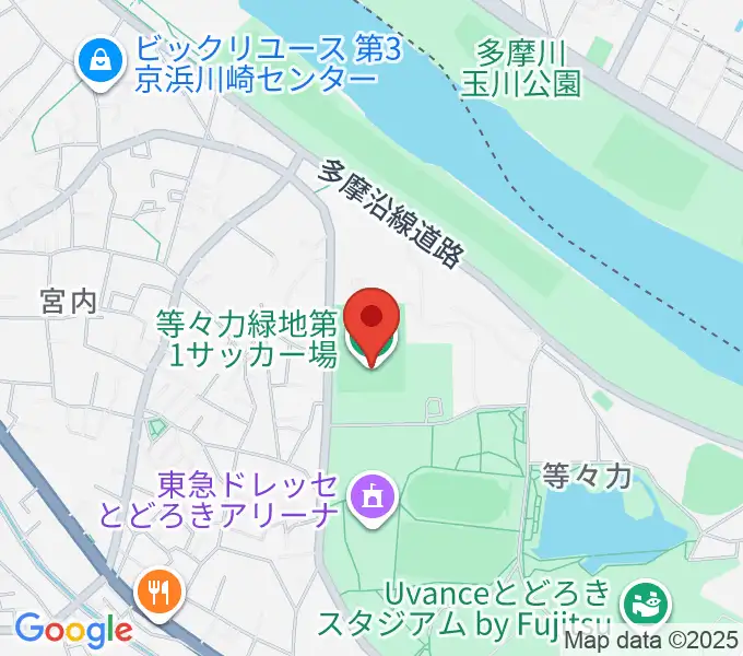 等々力第1・第2サッカー場の地図