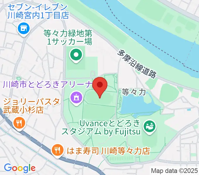 等々力補助陸上競技場の地図