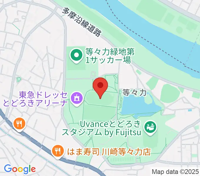 等々力補助陸上競技場の地図