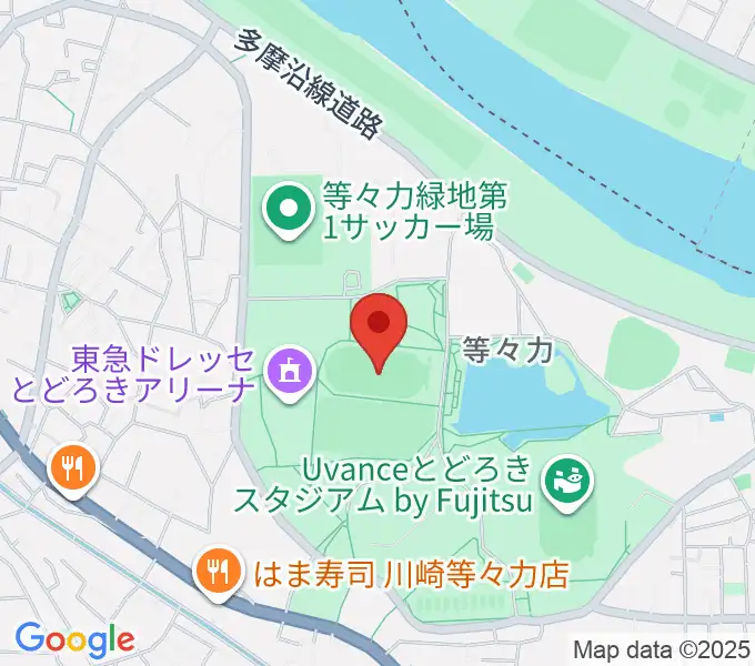 等々力補助陸上競技場の地図