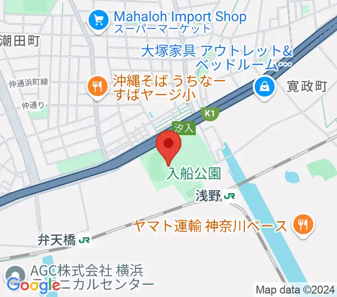 入船公園野球場の地図