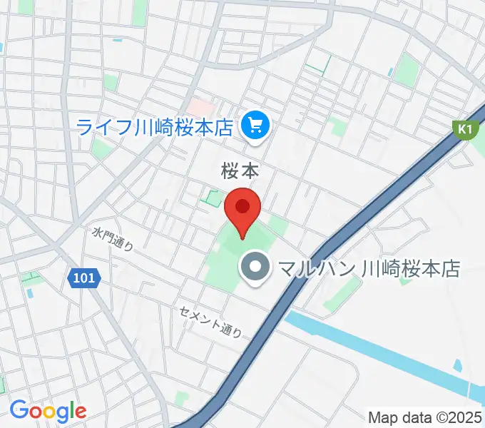 桜川公園野球場の地図