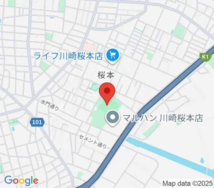 桜川公園野球場の地図