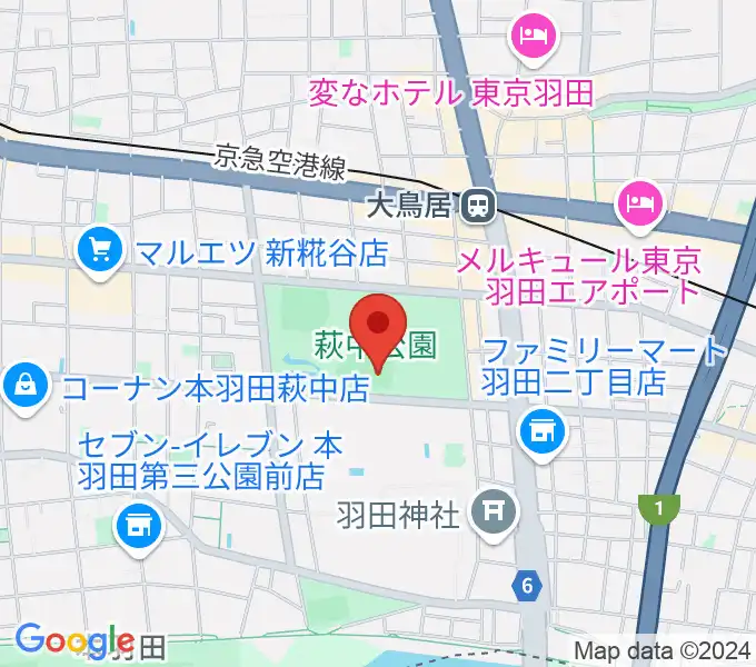 萩中公園野球場の地図