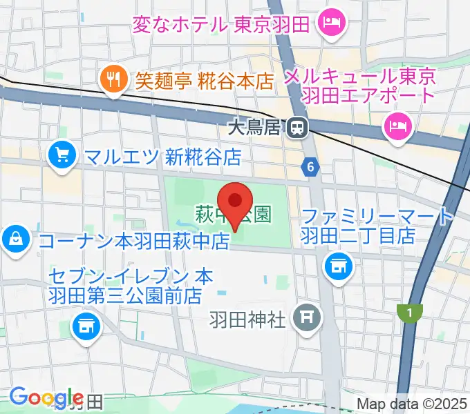 萩中公園野球場の地図