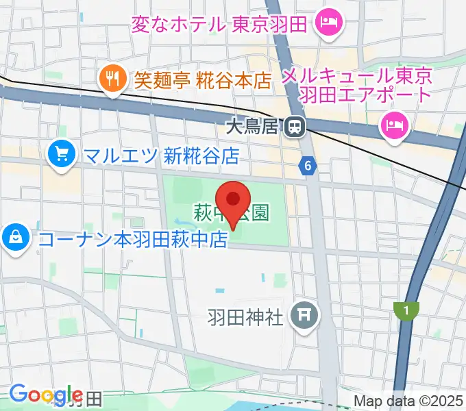 萩中公園野球場の地図