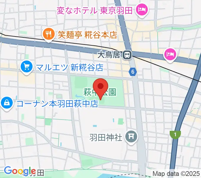 萩中公園野球場の地図