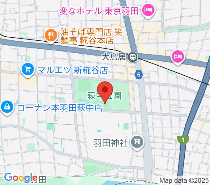 萩中公園野球場の地図