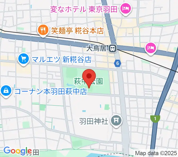 萩中公園野球場の地図