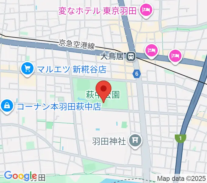 萩中公園野球場の地図