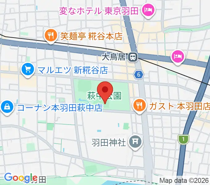 萩中公園野球場の地図