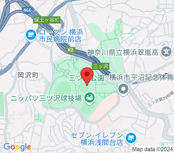 三ツ沢公園補助陸上競技場の地図