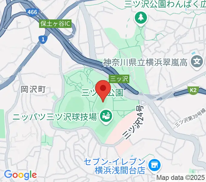 三ツ沢公園補助陸上競技場の地図