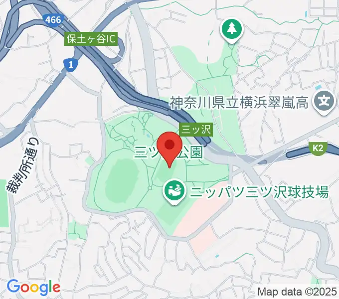 三ツ沢公園補助陸上競技場の地図