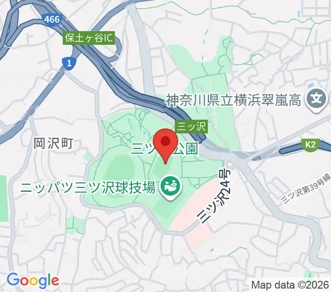三ツ沢公園補助陸上競技場の地図