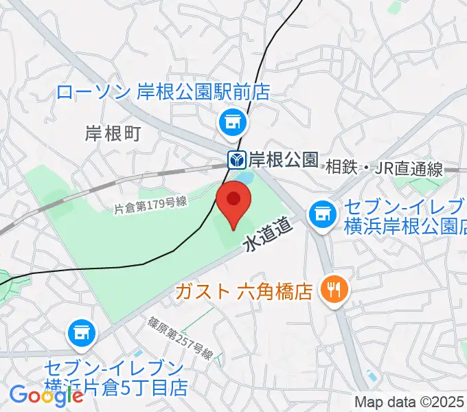 岸根公園野球場の地図