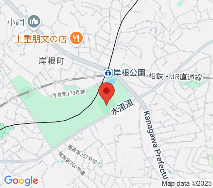 岸根公園野球場の地図