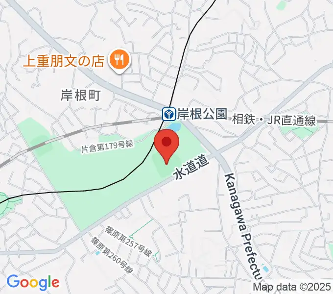 岸根公園野球場の地図