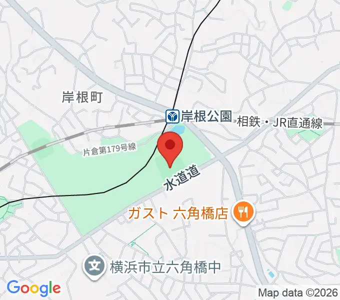 岸根公園野球場の地図