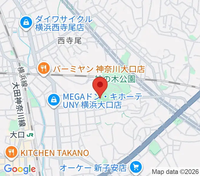 神の木公園野球場 の地図