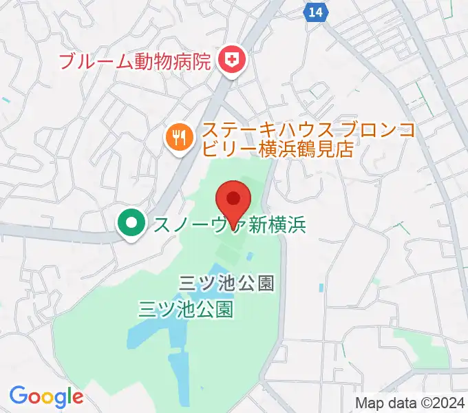 三ツ池公園軟式野球場の地図