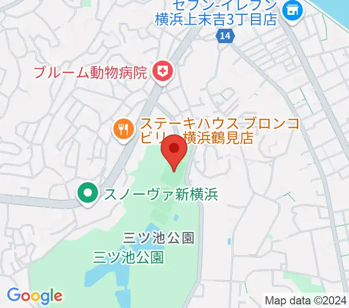 三ツ池公園多目的広場の地図