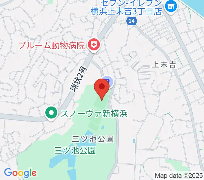 三ツ池公園多目的広場の地図