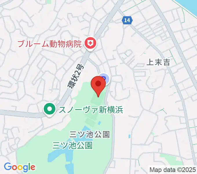 三ツ池公園多目的広場の地図