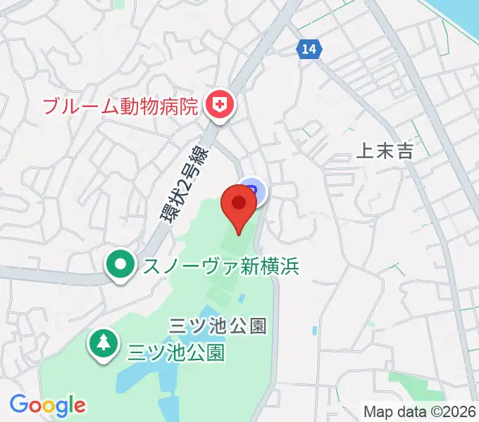 三ツ池公園多目的広場の地図